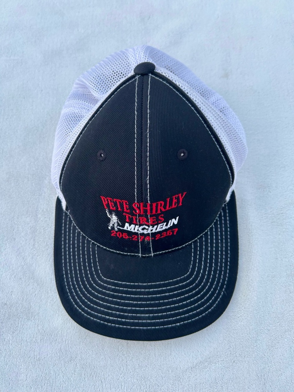 Pacific Headwear Black Trucker Hat Pete Shirley Mesh Ballcap Sz. Medium